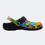 Vibrant Funny Monsters - Fur Lined Slippers/Sandals
