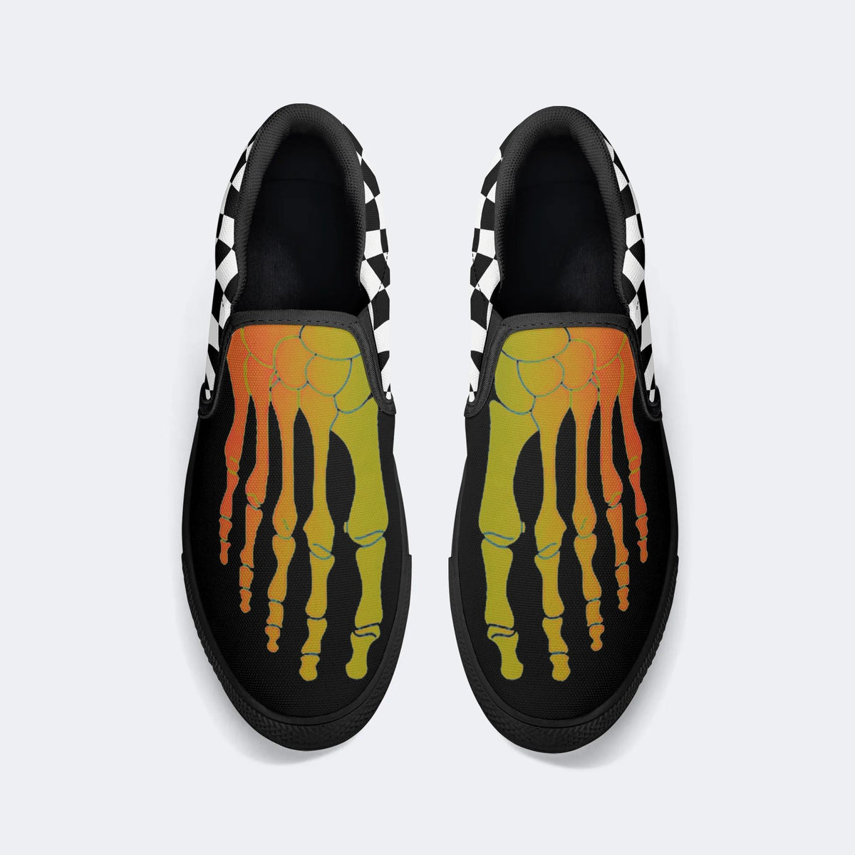 Yellow Gradient Skeleton Toes Skull - Slip On Shoes