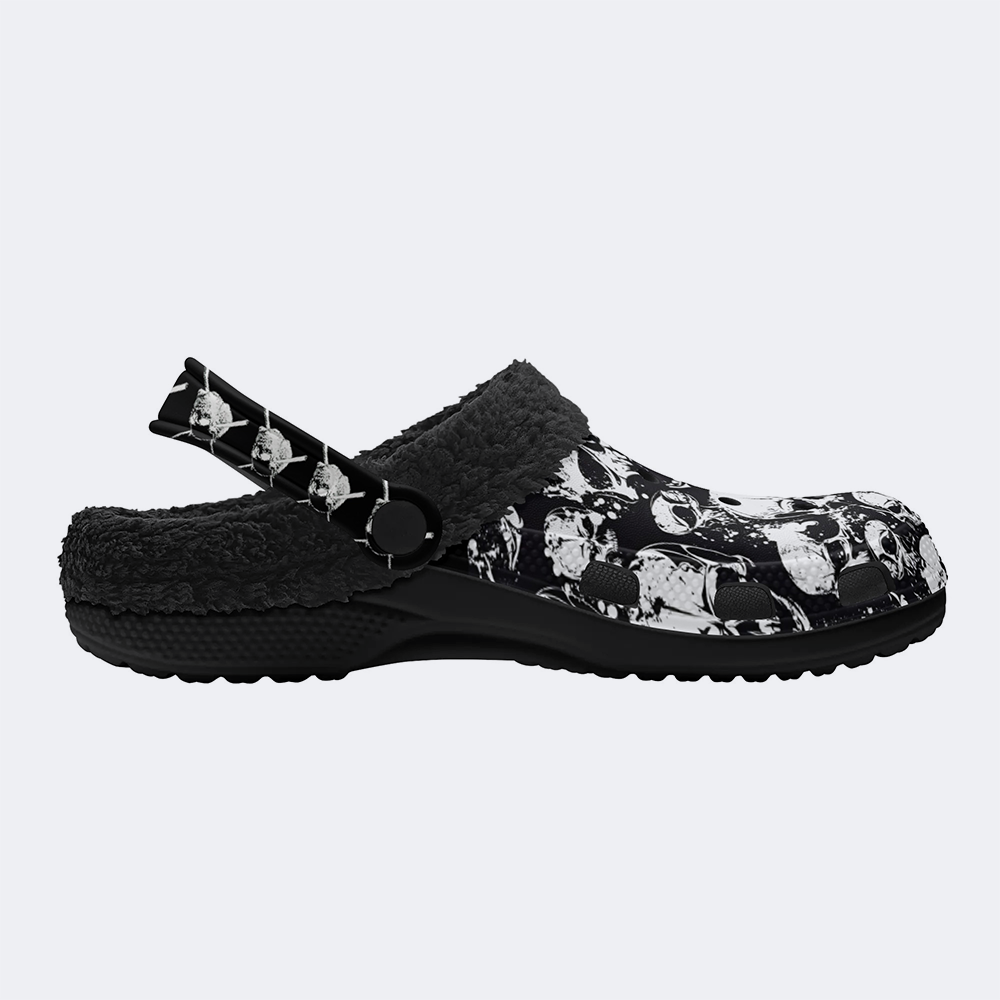 Horror Skull Print - Fur Lined Slippers/Sandals