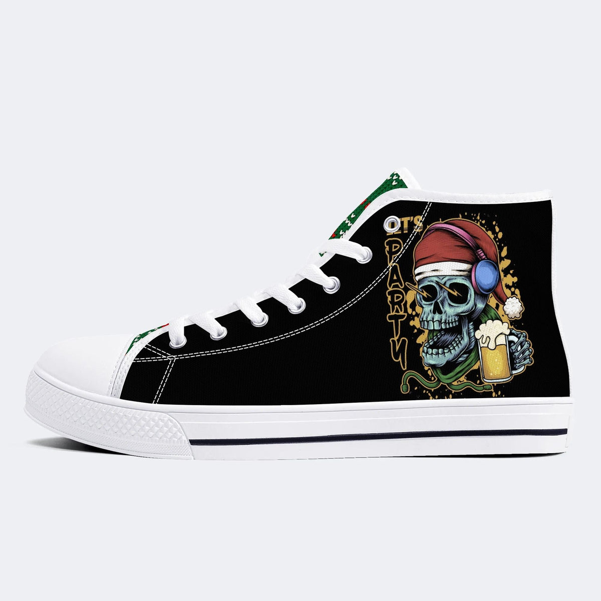 Christmas Skull Art Print - High Top Canvas