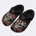 Tattoo Skull Snake Rose - Fur Lined Slippers/Sandals
