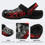 Red Skull Guitar Art - Fur Lined Slippers/Sandals