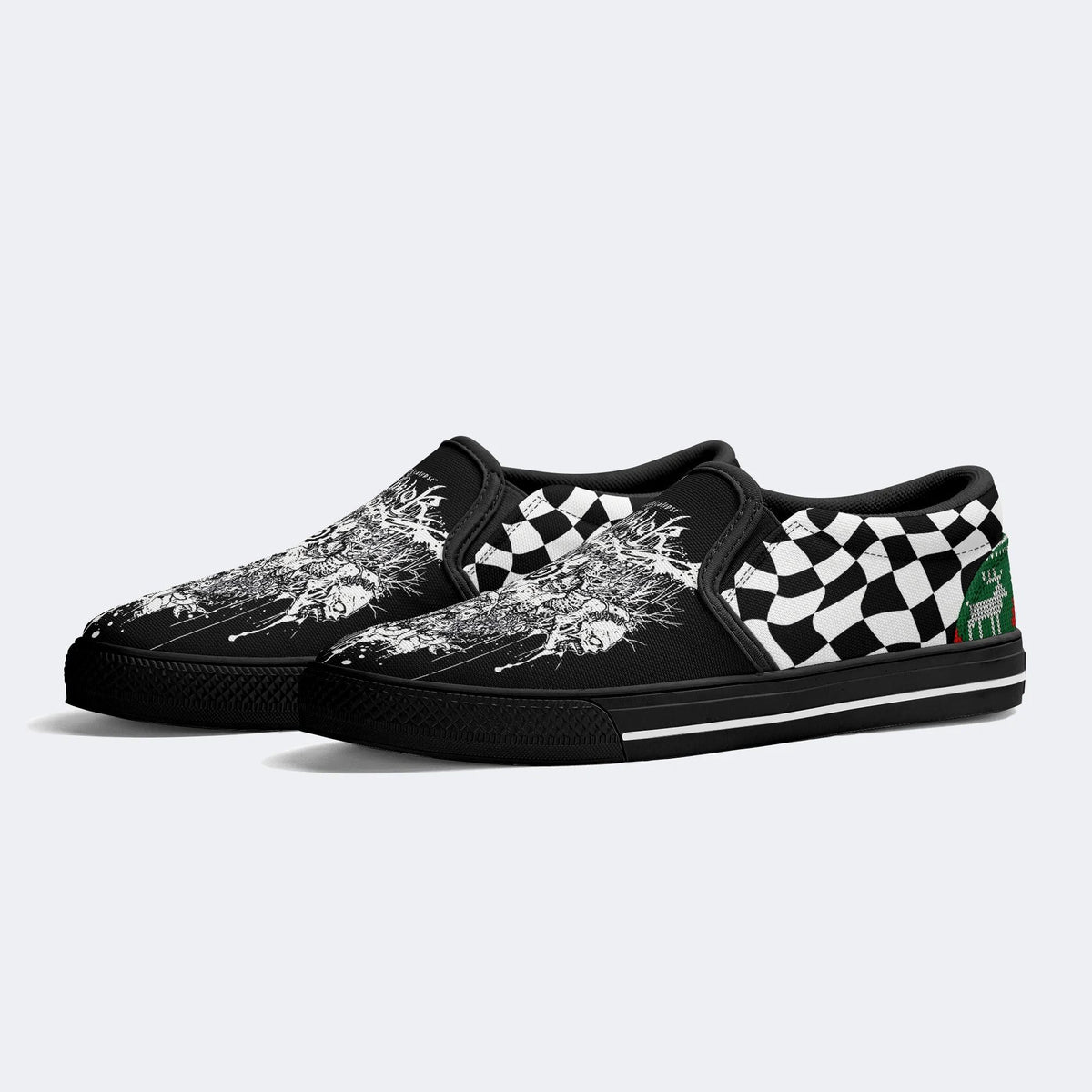 Horror Skull Print - Slip On Shoes