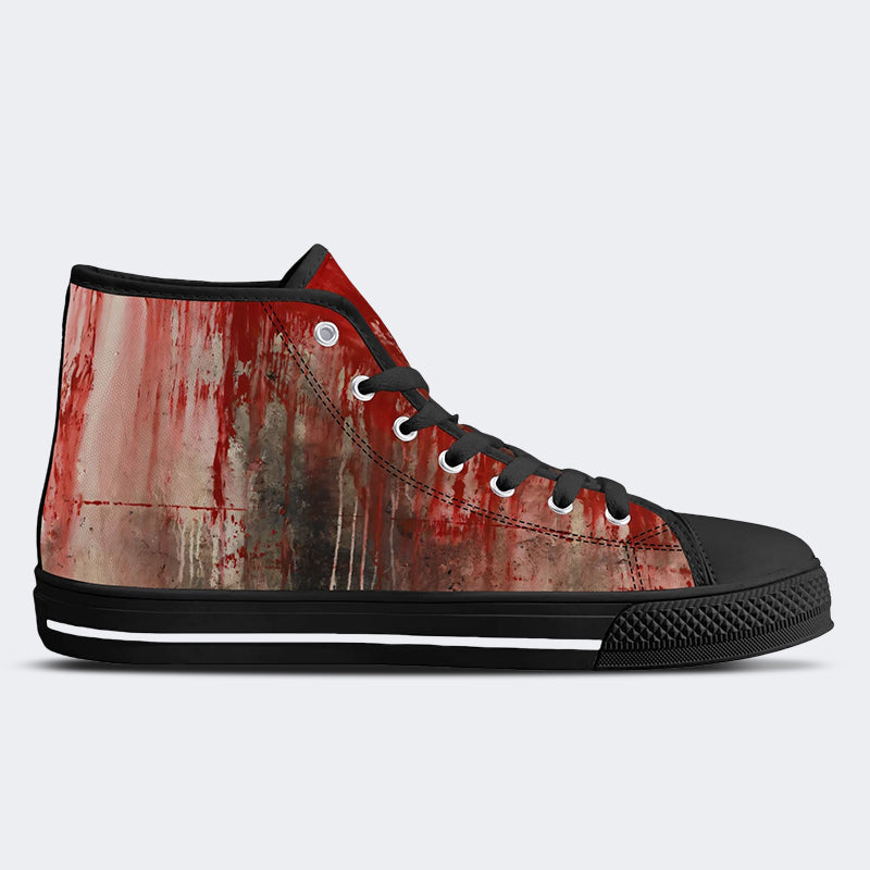 Weird Blood Dark Horror Gothic Halloween Vintage Art Print - Slip On Shoes - High Top Canvas