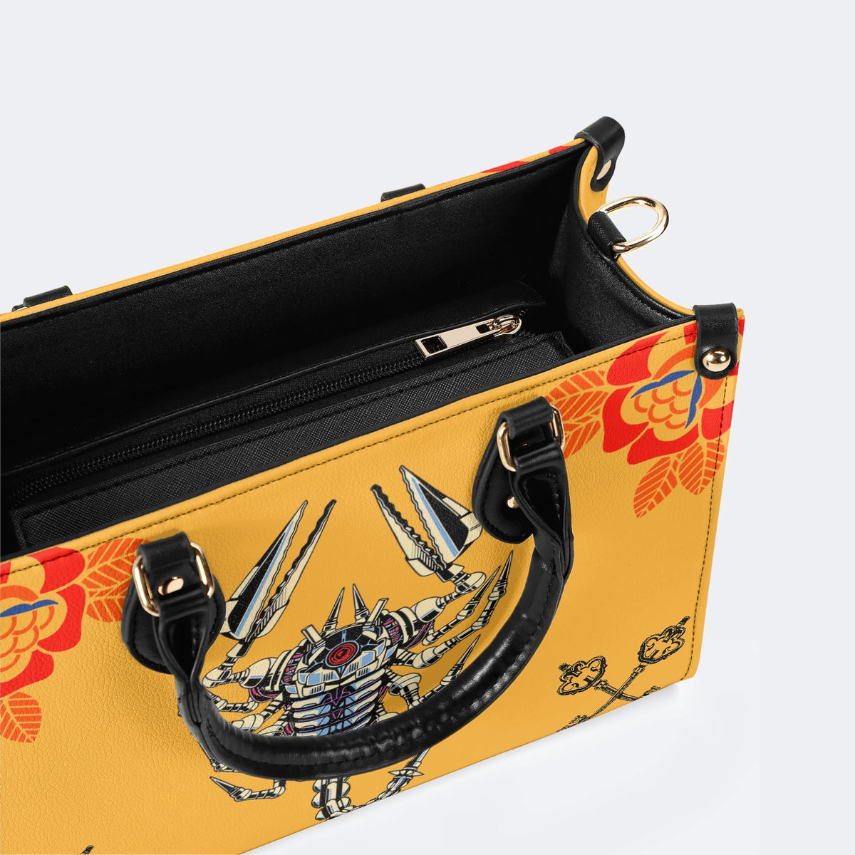 Mechanical Scorpion Print - Leather Handbag
