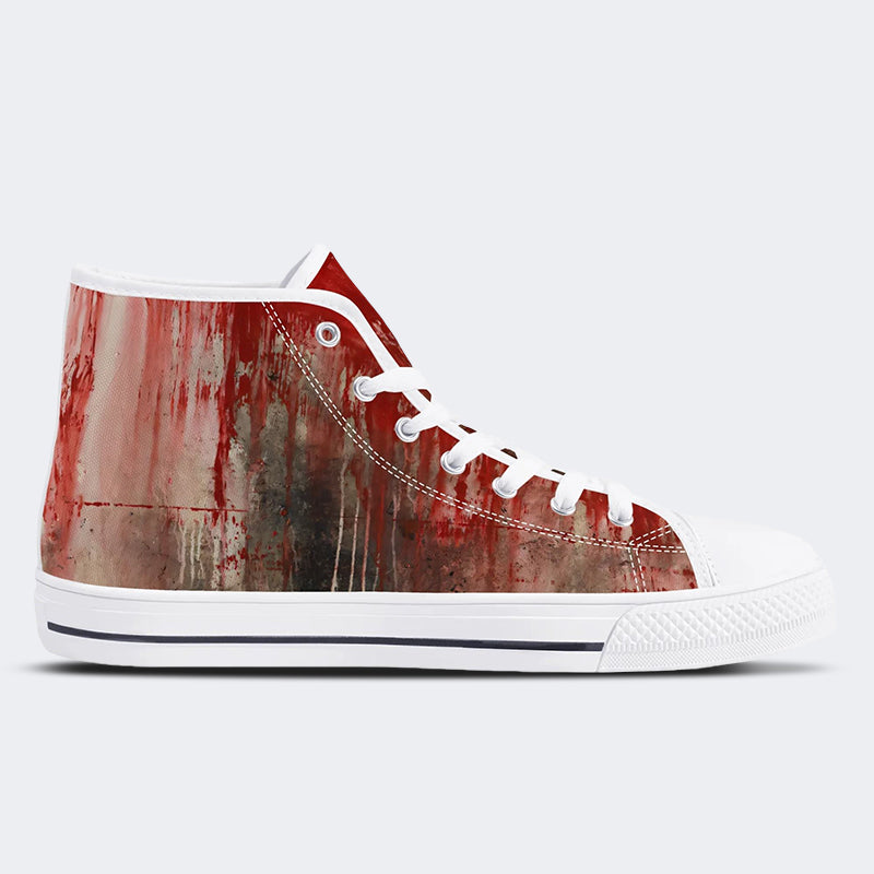 Weird Blood Dark Horror Gothic Halloween Vintage Art Print - Slip On Shoes - High Top Canvas