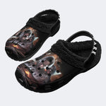 Horror Movie Vintage Print - Fur Lined Slippers