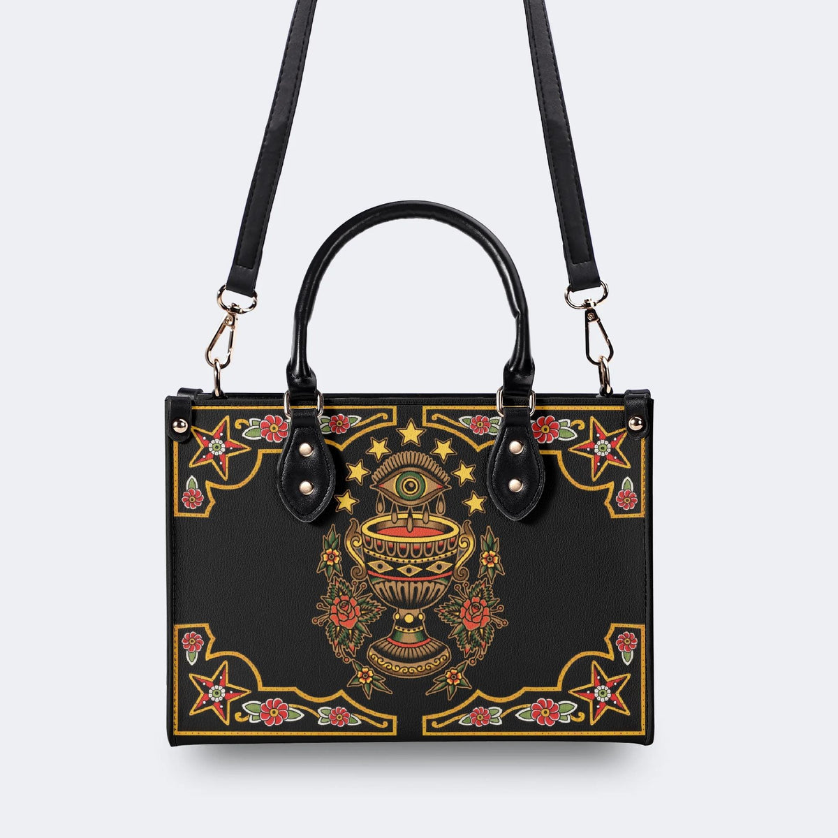 Old School Devil's Eye Print - Leather Handbag