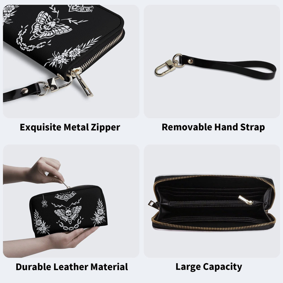 Death Moth Vintage Print - Leather Wallet