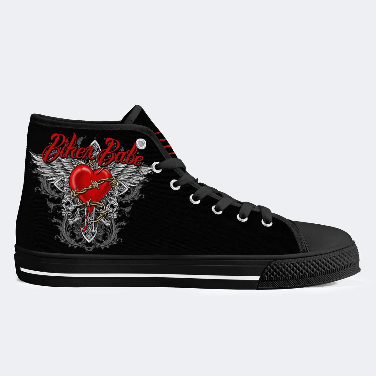 Biker Babe Heart Print - High Top Canvas