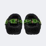 Spooky Poison Vial Skull‑Fur Lined Slippers Sandals