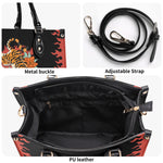 Old School Tiger and Flower Print - Leather Handbag