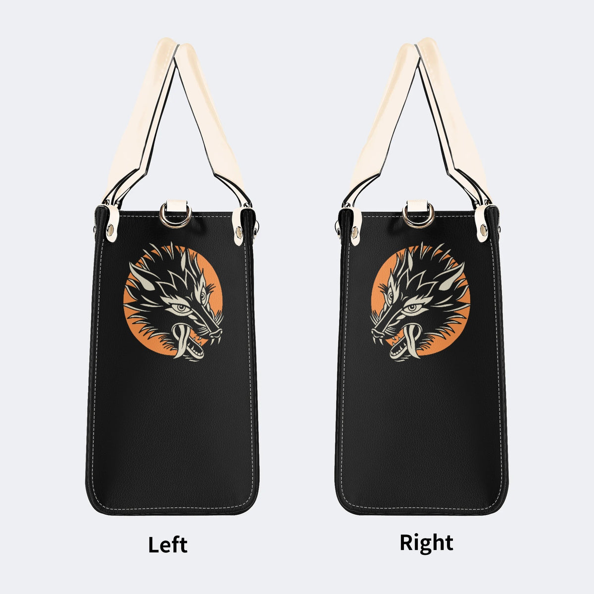 Screaming Wolf Vintage Print - Leather Handbag