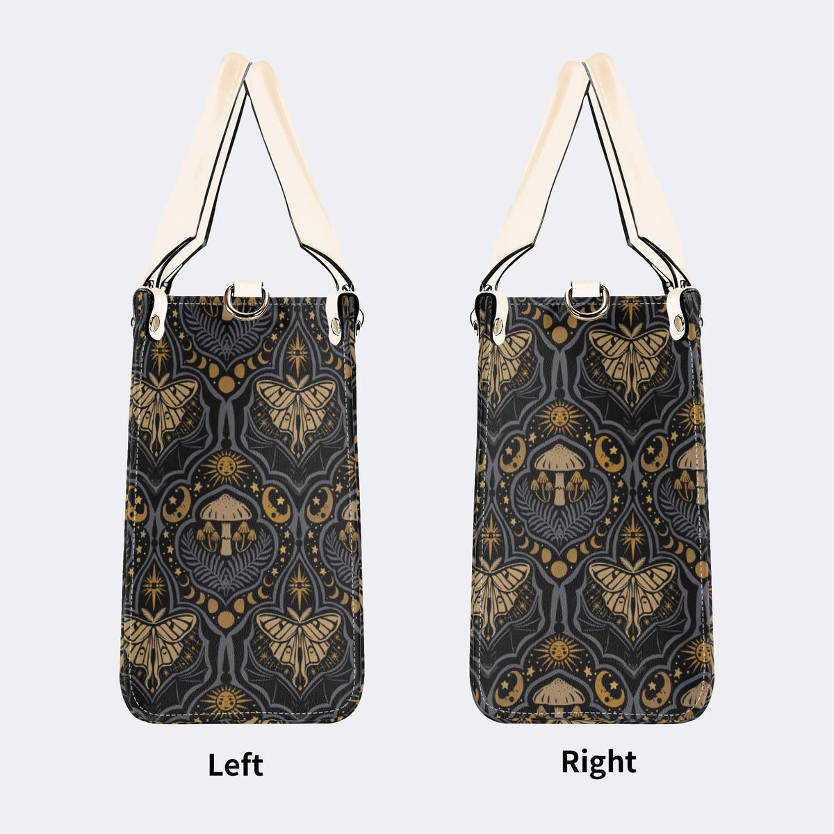 Starry Sky And Moth Print - Leather Handbag