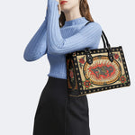 Retro Toad And Snake Print - Leather Handbag