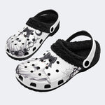 Gothic Ghost Bow - Fur Lined Slippers/Sandals