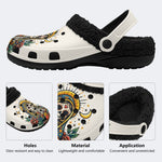 Gothic Santa Muerte Skull Rose - Fur Lined Slippers/Sandals