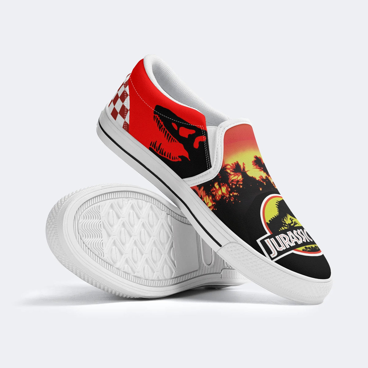 Unisex Jurassic Print - Slip On Shoes