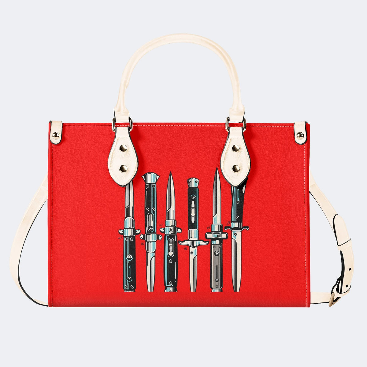 Weapons Print - Leather Handbag