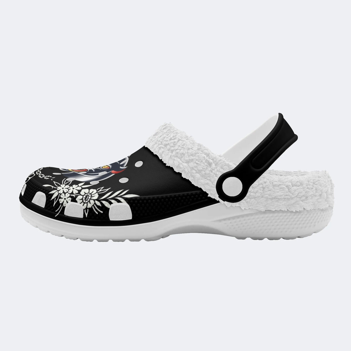 Angry Panther Print - Fur Lined Slippers/Sandals