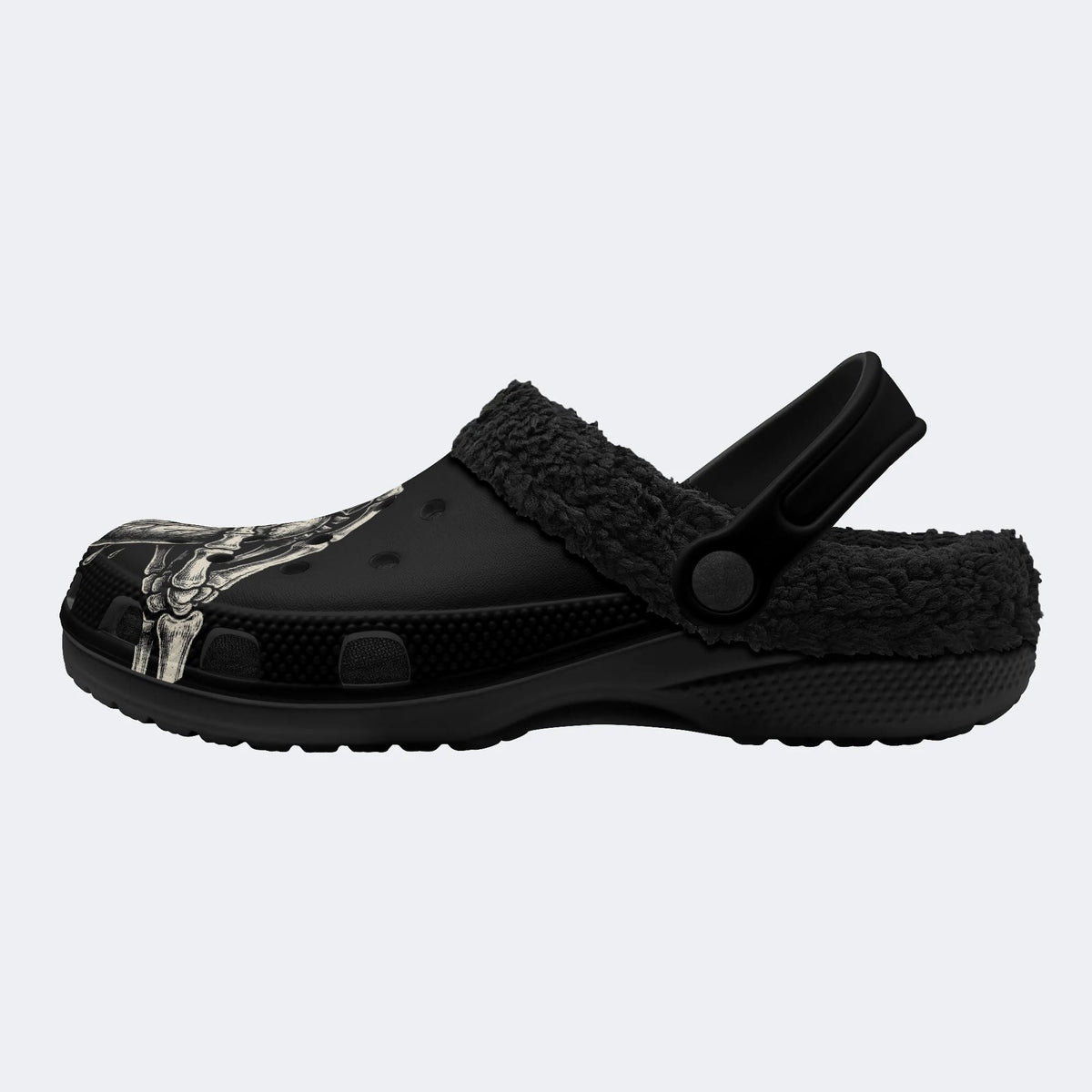Gothic Skeleton Heart - Fur Lined Slippers/Sandals