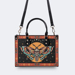 Old School Death Moth Vintage Print - Leather Handbag
