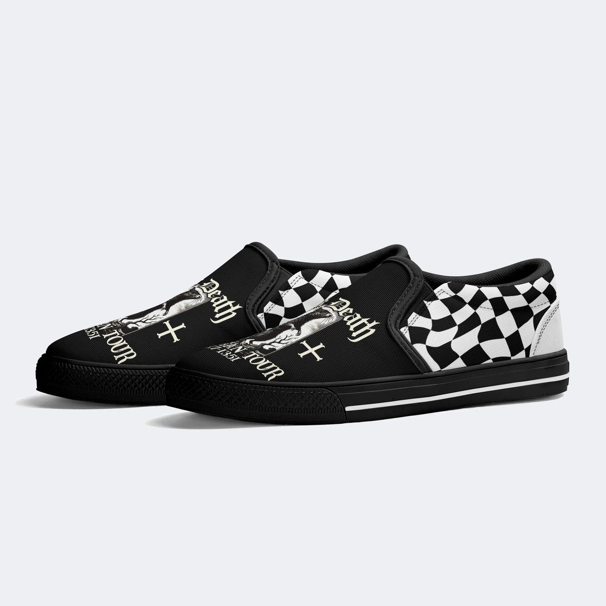 Black Death Print - Slip On Shoes