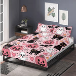 Kawaii Halloween Cat Art - Three Piece Bedding Set