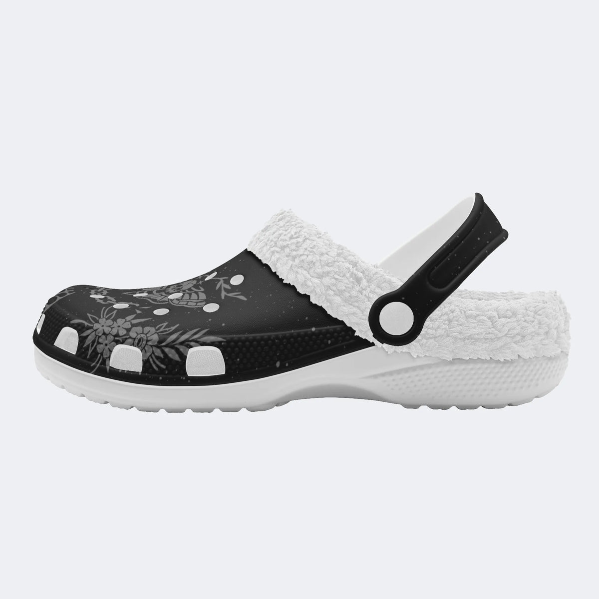 Death Moth Vintage Print - Fur Lined Slippers/Sandals