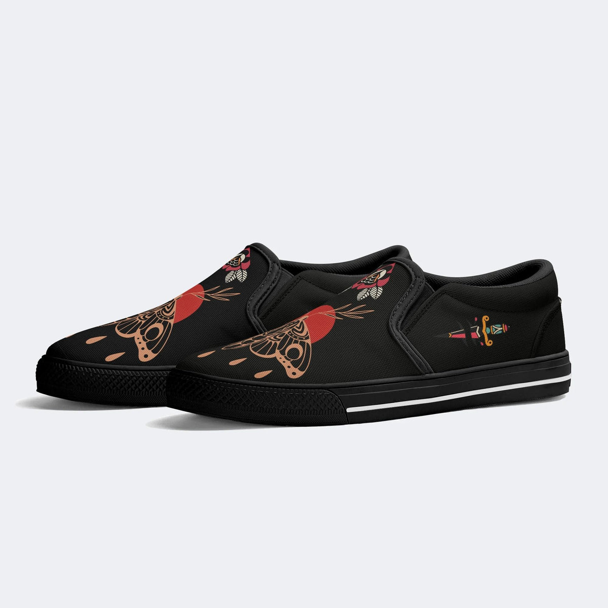 Vintage Death Moth Print - Slip On Shoes