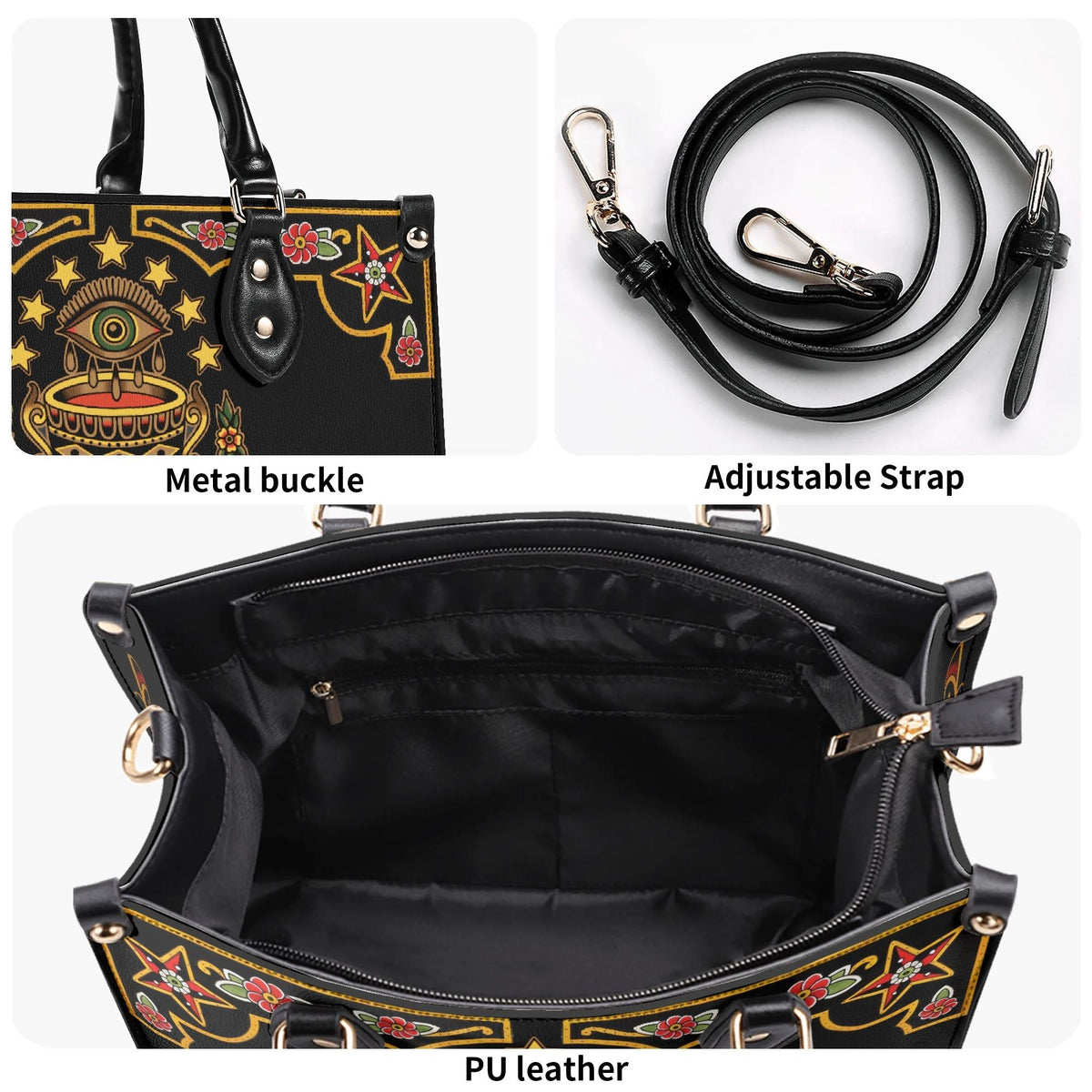 Old School Devil's Eye Print - Leather Handbag