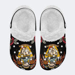 Sailboat&Eagle Vintage Print - Fur Lined Slippers/Sandals