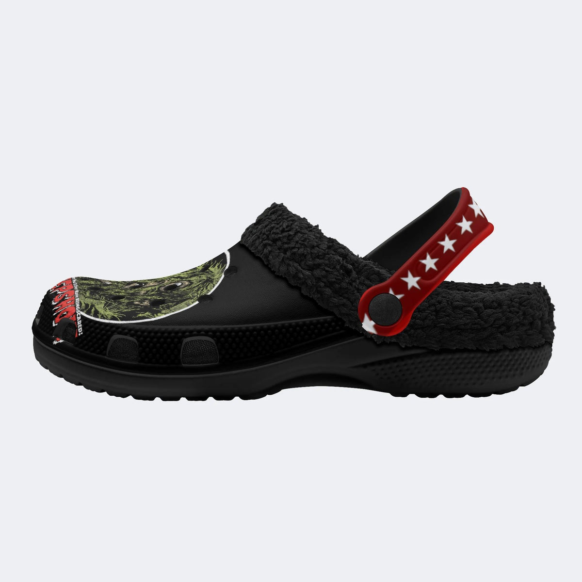Horror Movie Vintage Print - Fur Lined Slippers/Sandals