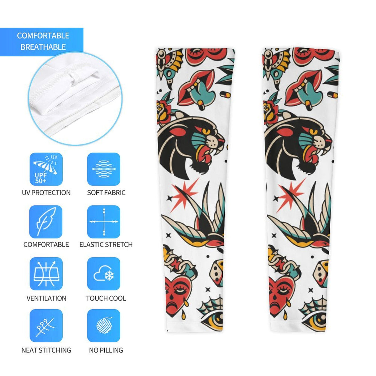 Old School Tattoo Print - Cooling sleeves