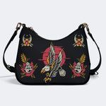 Vintage Eagle Print - Leather Crossbody Bag