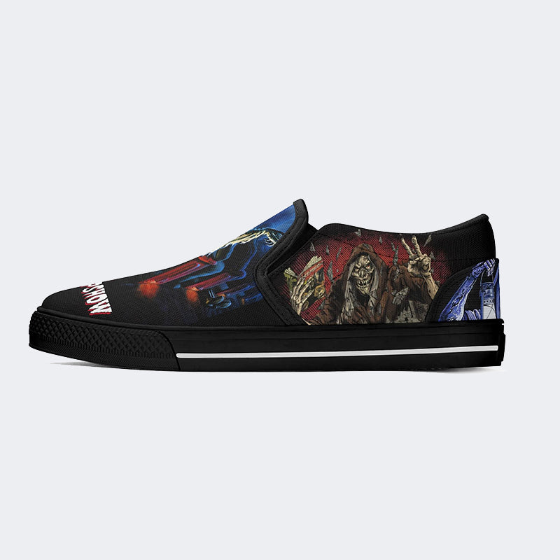 Horror Movie Vintage Graphic Print - Slip On Shoes