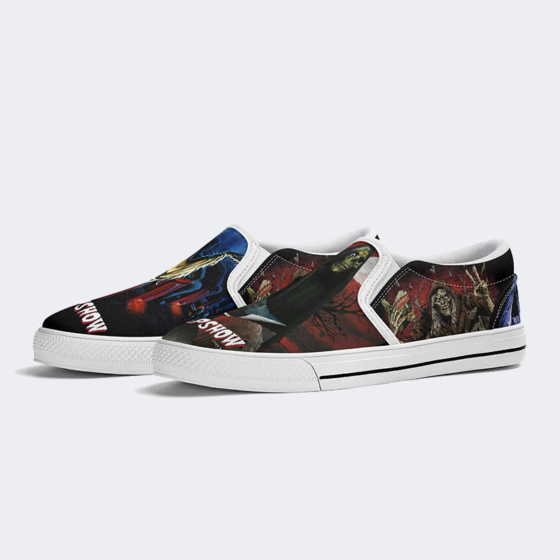 Horror Movie Vintage Graphic Print - Slip On Shoes