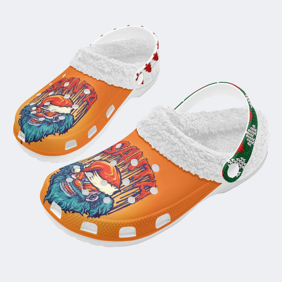 Christmas Ghostface Clown Print -Fur Lined Slippers/Sandals