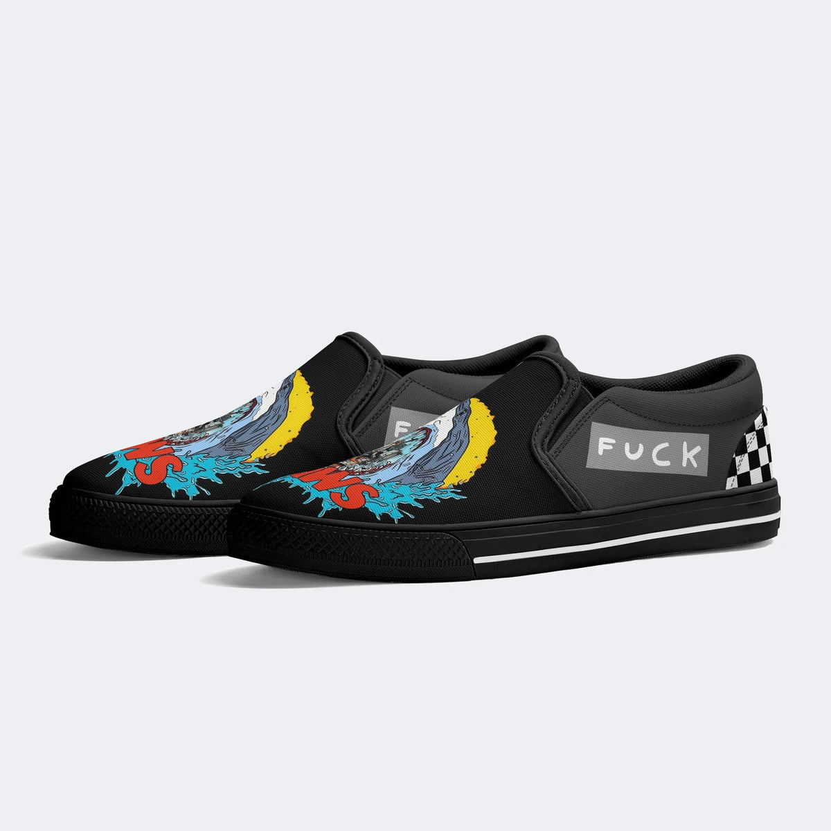 Shark Horror Movie Print - Slip On Shoes