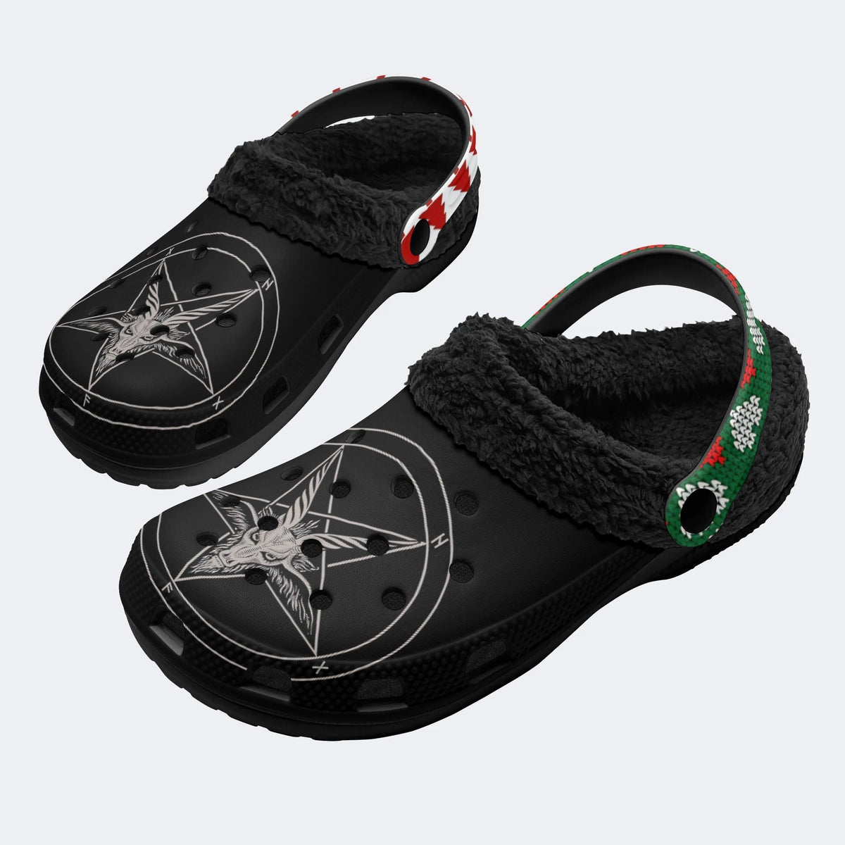 Horror Devil Print - Fur Lined Slippers