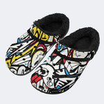 Bold Pop Graffiti Art - Fur Lined Slippers/Sandals