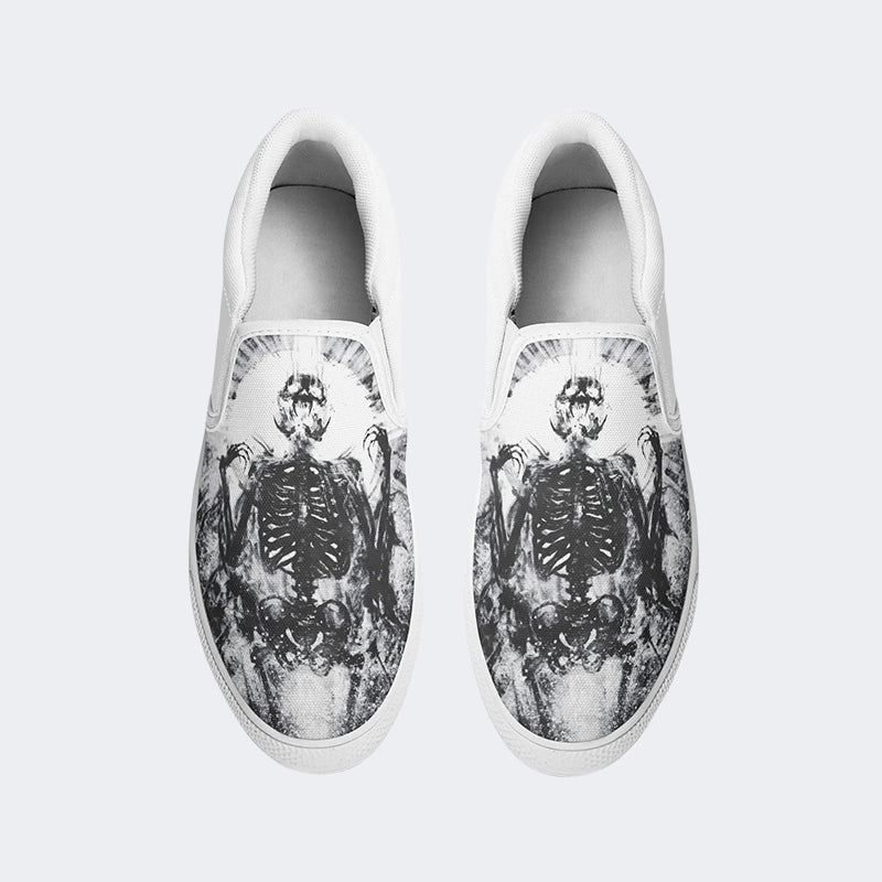 Unisex Skull Print - Slip On Shoes