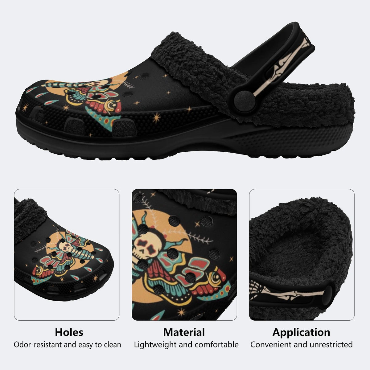 Toxic Moth Star Print - Fur Lined Slippers/Sandals