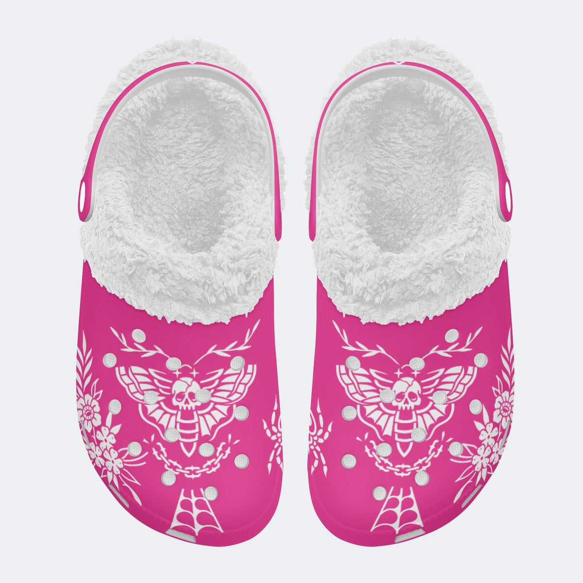 Classic Death Moth Print - Fur Lined Slippers/Sandals