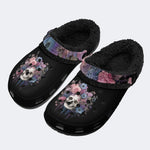 Moody Floral Skull - Fur Lined Slippers/Sandals