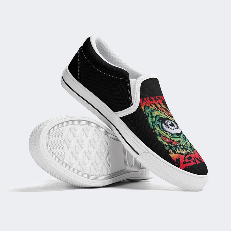 Unisex Retro Rock Print - Slip On Shoes