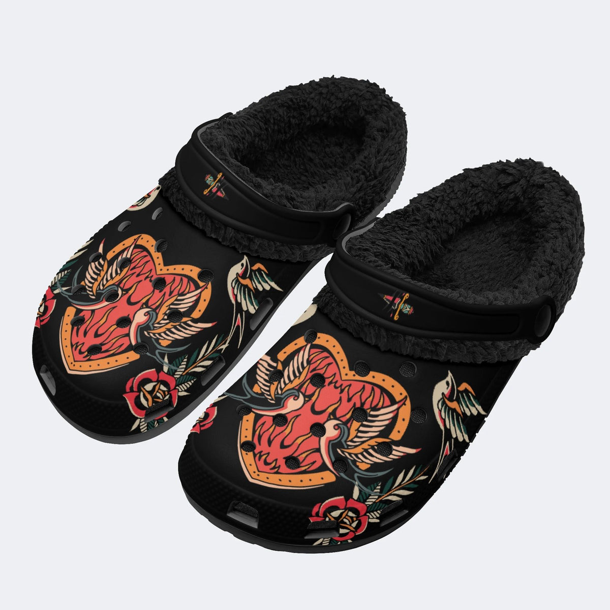 Love&Birds Print - Fur Lined Slippers/Sandals