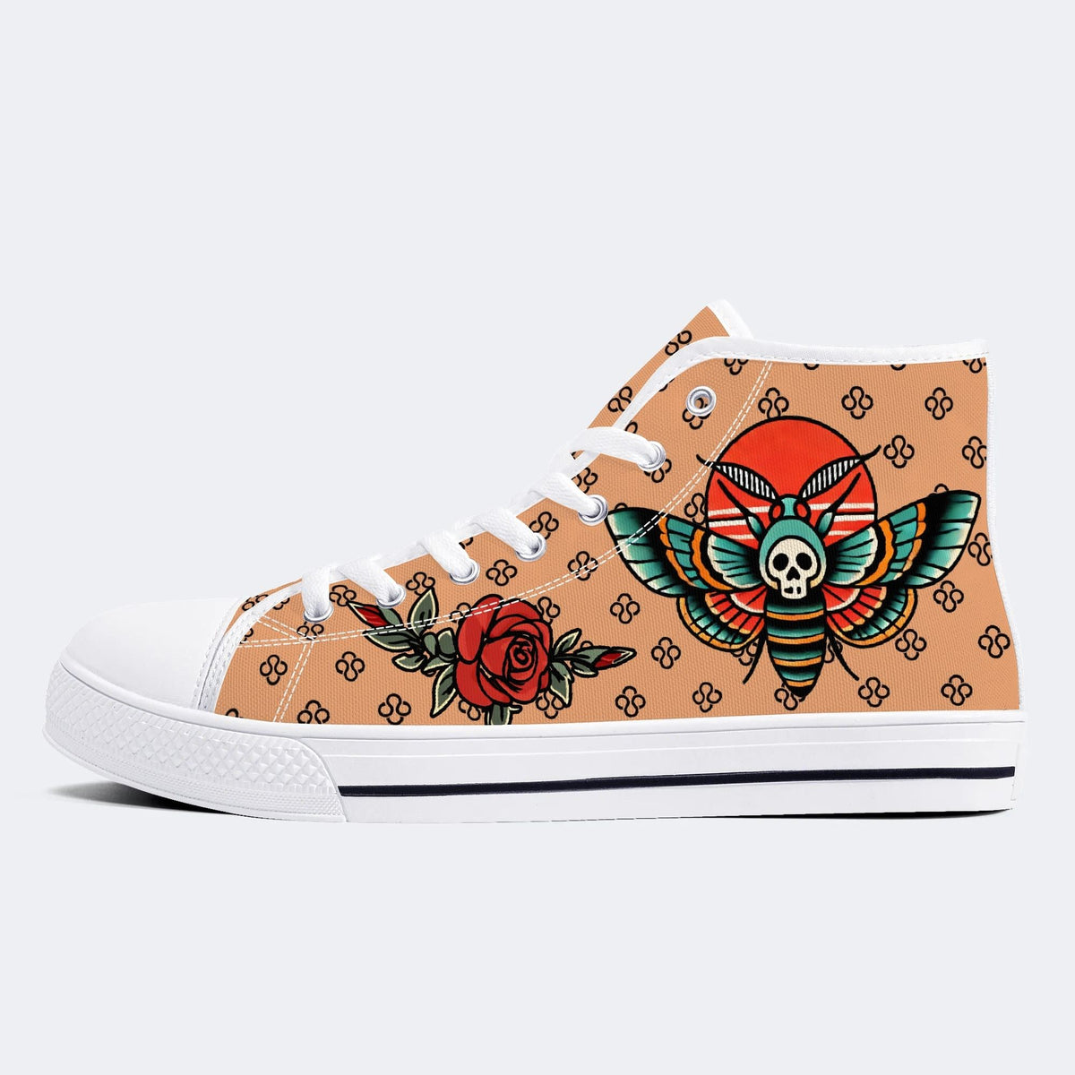 Vintage Rose Death Moth - High Top Canvas