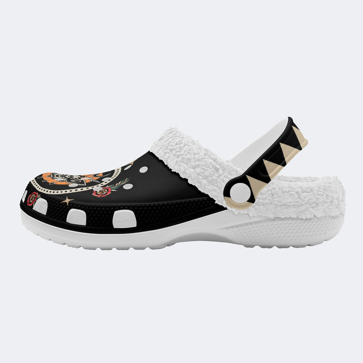 Death Moth Vintage Print - Fur Lined Slippers/Sandals