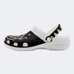 Death Moth Vintage Print - Fur Lined Slippers/Sandals